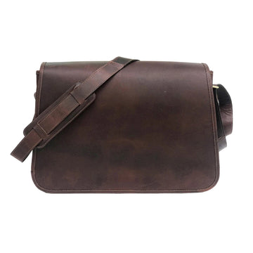 Men Genuine Leather Messenger Bag Brown